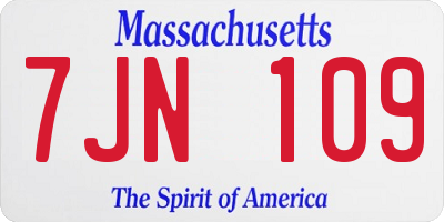 MA license plate 7JN109