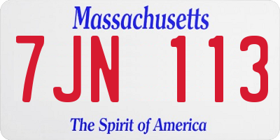 MA license plate 7JN113