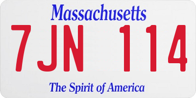 MA license plate 7JN114