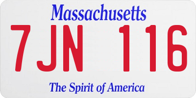 MA license plate 7JN116