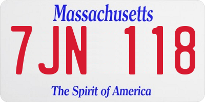 MA license plate 7JN118
