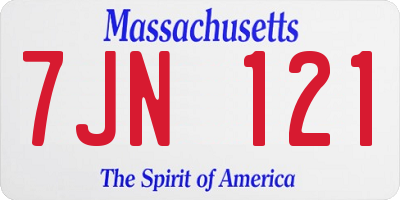 MA license plate 7JN121