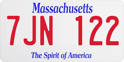 MA license plate 7JN122