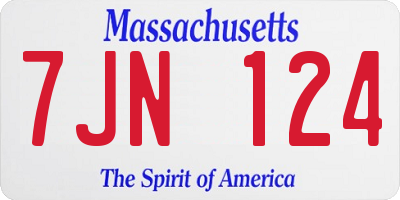 MA license plate 7JN124
