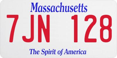 MA license plate 7JN128