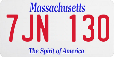 MA license plate 7JN130