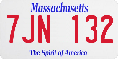 MA license plate 7JN132