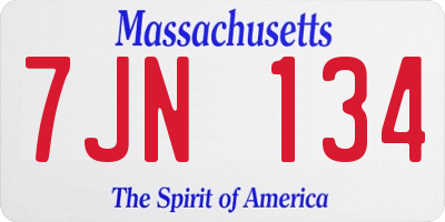 MA license plate 7JN134
