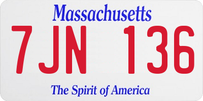 MA license plate 7JN136