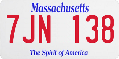 MA license plate 7JN138