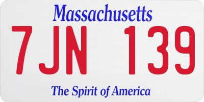 MA license plate 7JN139