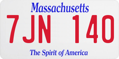 MA license plate 7JN140