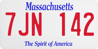 MA license plate 7JN142