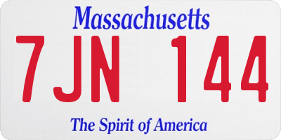MA license plate 7JN144