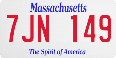 MA license plate 7JN149