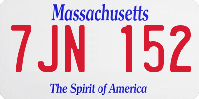MA license plate 7JN152