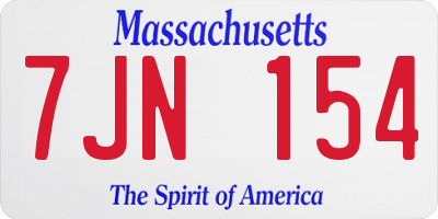 MA license plate 7JN154