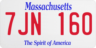MA license plate 7JN160
