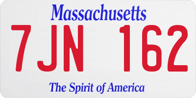 MA license plate 7JN162