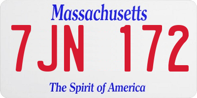 MA license plate 7JN172
