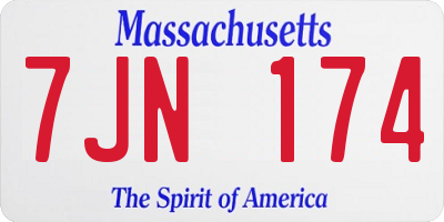 MA license plate 7JN174