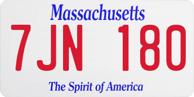 MA license plate 7JN180