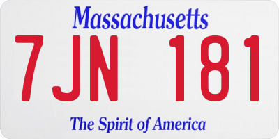 MA license plate 7JN181