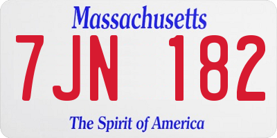 MA license plate 7JN182