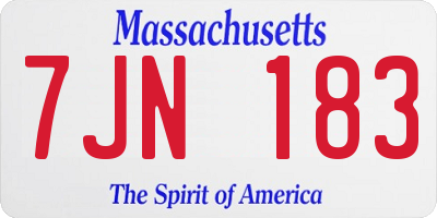 MA license plate 7JN183