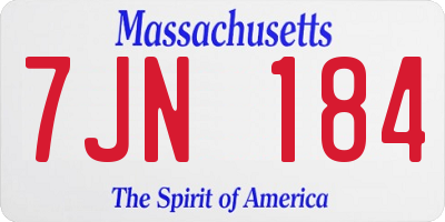 MA license plate 7JN184