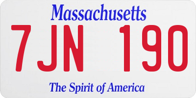 MA license plate 7JN190