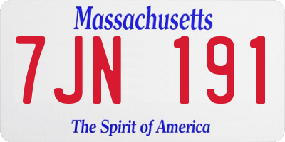 MA license plate 7JN191