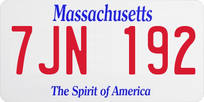 MA license plate 7JN192