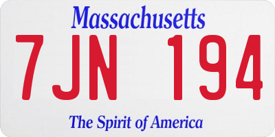 MA license plate 7JN194