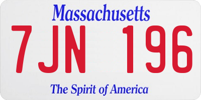 MA license plate 7JN196