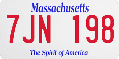 MA license plate 7JN198