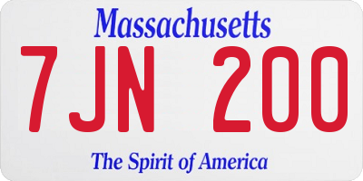 MA license plate 7JN200