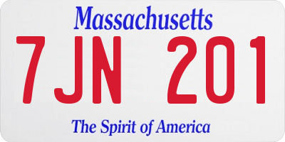 MA license plate 7JN201