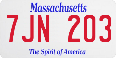 MA license plate 7JN203
