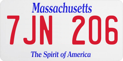 MA license plate 7JN206