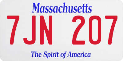 MA license plate 7JN207