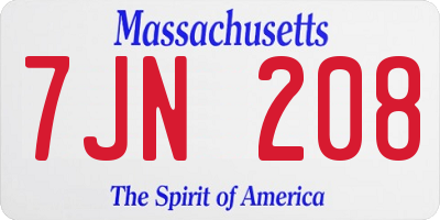 MA license plate 7JN208