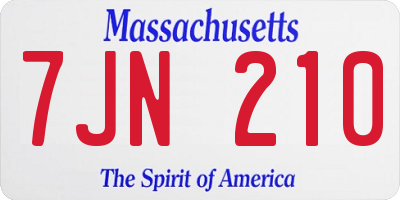 MA license plate 7JN210