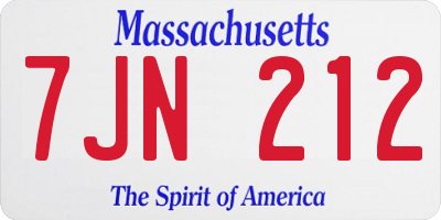 MA license plate 7JN212