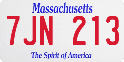 MA license plate 7JN213
