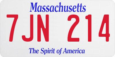 MA license plate 7JN214