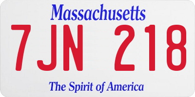 MA license plate 7JN218