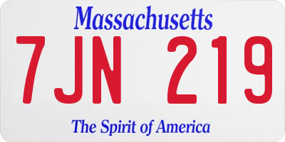 MA license plate 7JN219