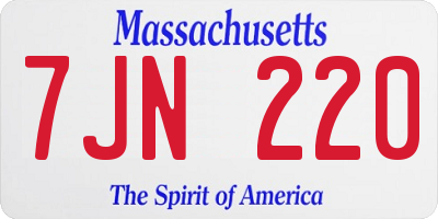 MA license plate 7JN220