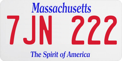 MA license plate 7JN222